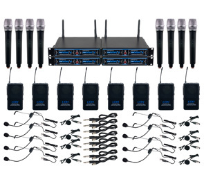 UDH-ULTRA-8 UDH-ULTRA-8 - 8 CHANNEL UHF MIC SYSTEM WITH HANDHELD MICROPHONES, BODYPACKS, & INSTRUMENT CABLES